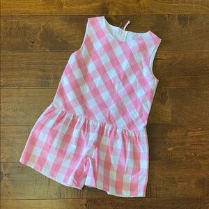 The Beaufort Bonnet Company Pink and White Gingham Romper- sz 6